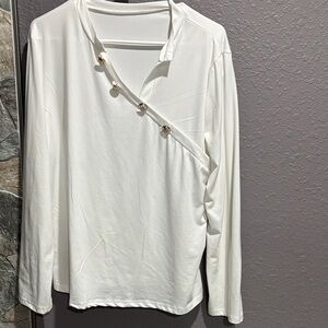 Elegant White Button-Detail Women's Top